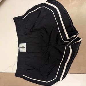 Free People FP movement varsity blues shorts, black with white piping lined